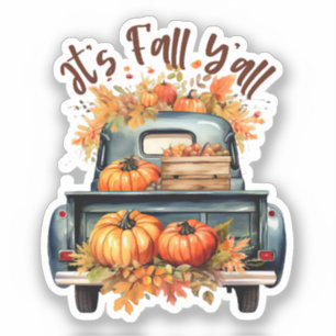 Happy Fall Y'all - Rustikaler LKW mit Pumpkins Aufkleber