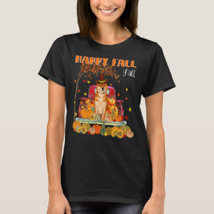 Happy Fall Y'all Shiba Inu Hund auf LKW Pumpkin Fa T-Shirt