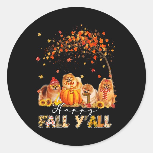 Happy Fall Yall Spitz Herbst Lover Pumpkins H Runder Aufkleber (Vorderseite)