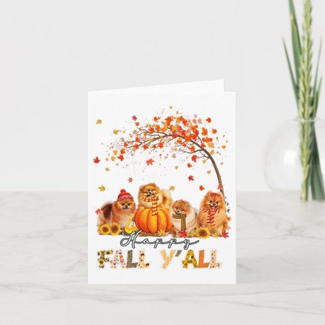 Happy Fall Y'all Spitz Herbst Lover Pumpkins Karte (Vorderseite)