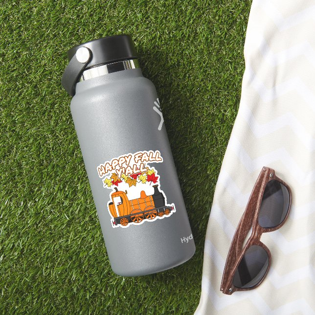 Happy Fall Y'All Steam Train Pumpkin Bahn Aufkleber (HydroFlask Insitu)