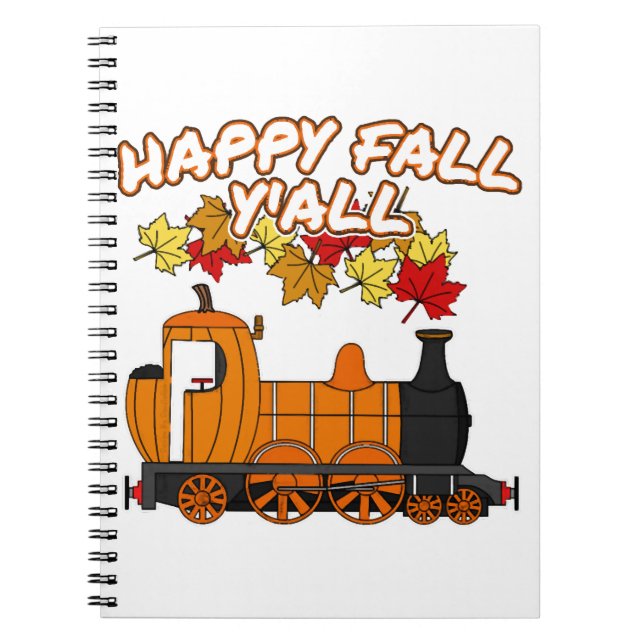 Happy Fall Y'All Steam Train Pumpkin Bahn Notizblock (Vorderseite)