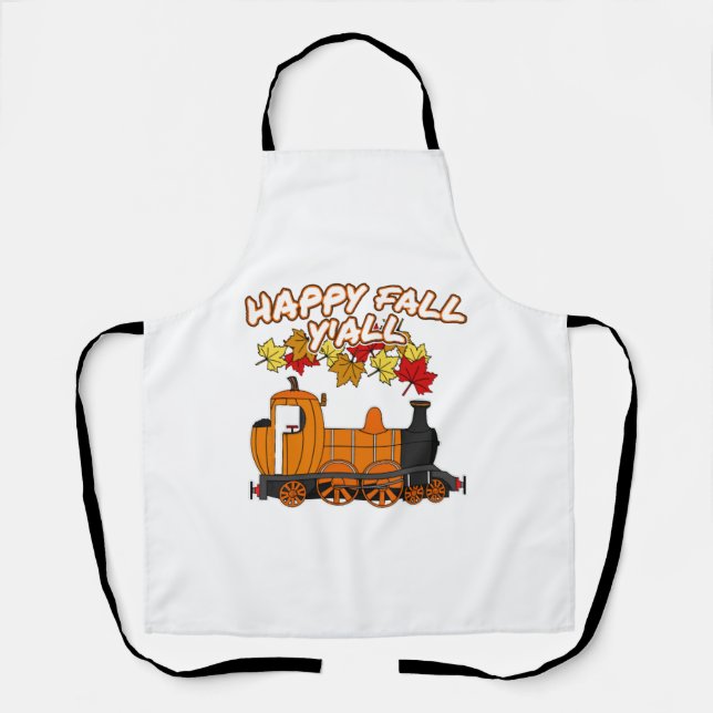 Happy Fall Y'All Steam Train Pumpkin Bahn Schürze (Vorderseite)
