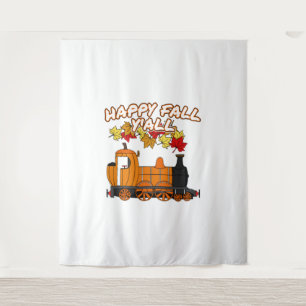 Happy Fall Y'All Steam Train Pumpkin Bahn Wandteppich