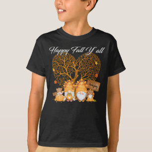 Happy Fall Y'all T - Shirt Gnome Leopard Pumpkin