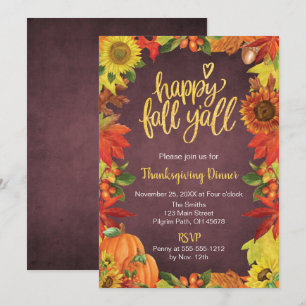 Happy Fall Y'all Thanksgiving Diner invitation