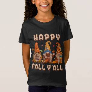 Happy Fall Yall Three Gnomes Leopard Sonnenblume T-Shirt