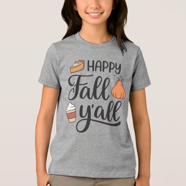 Happy Fall Y'all Tri-Blend Shirt (Vorderseite)