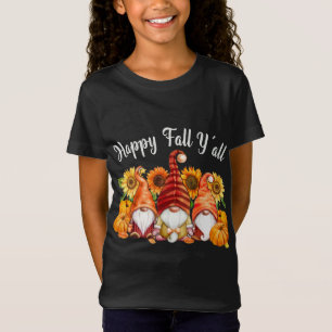 Happy Fall Yall Truck Gnomes Pumpkins Halloween Au T-Shirt