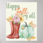 Happy Fall Y'all Wall Art Deco Poster<br><div class="desc">Alles Gute zum Herbst! Die Dekoration der Herbstmauer wird Ihrer Zuhause die perfekte Touch dieser Saison verleihen!</div>