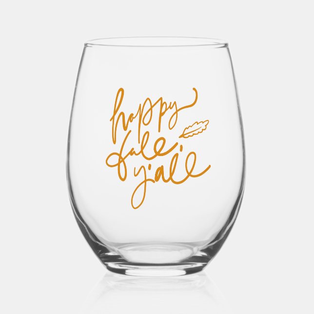 Happy Fall Y'all Weinglas Ohne Stiel (Vorderseite)