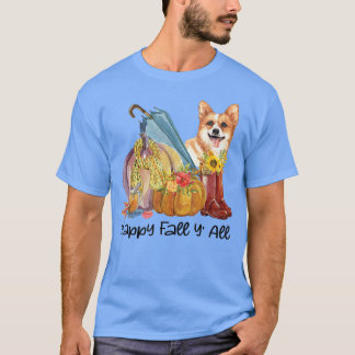 Happy Fall Yall Welsh Corgi Dog Lover Pumpkin Than T-Shirt
