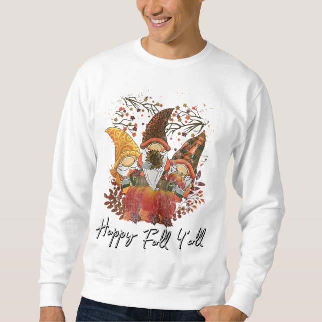 Happy Fall Y'all Women's Garden Gnome Leopard Pump Sweatshirt (Vorderseite)