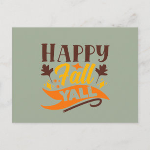 Happy Fall Y'all word art  Postkarte