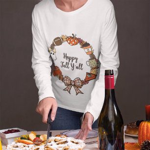 Happy Fall Y'all Wreath Women's Long Sleeve T-Shirt