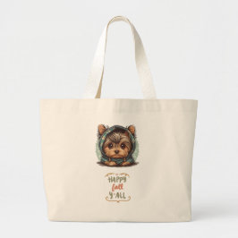 Happy Fall Y'all Yorkshire Terrier Autumn Hoodie Jumbo Stoffbeutel