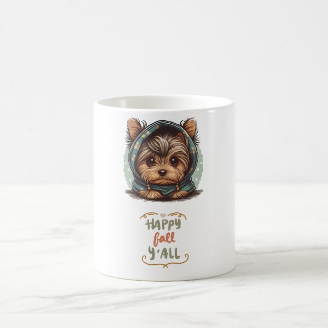 Happy Fall Y'all Yorkshire Terrier Autumn Hoodie Kaffeetasse (Mittel)
