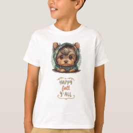 Happy Fall Y'all Yorkshire Terrier Autumn Hoodie T-Shirt