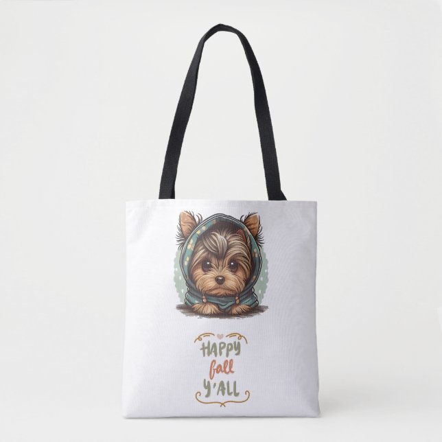 Happy Fall Y'all Yorkshire Terrier Autumn Hoodie Tasche (Vorderseite)