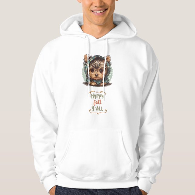 Happy Fall Y'all Yorkshire Terrier Sweat - shirt à (Devant)