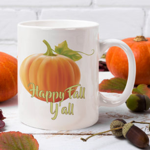 Happy Fall Yall Zitat und Niedliche Pumpkin Motif Kaffeetasse