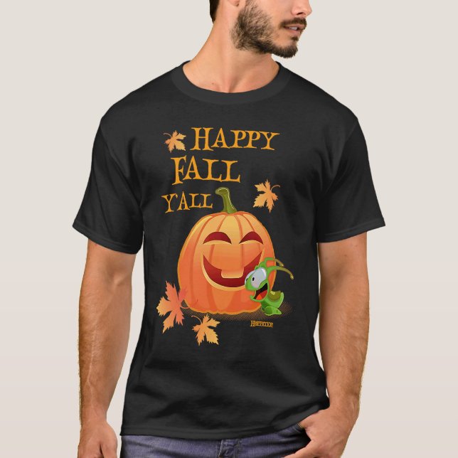 Happy Fall Yu2019All Grasshopper Pumpkin With Leav T-Shirt (Vorderseite)