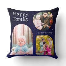 Happy Family Custom Collage Throw Pillow