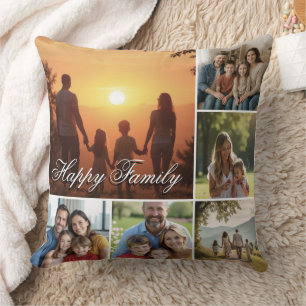 Happy Family Custom Collage Throw Pillow Kissen