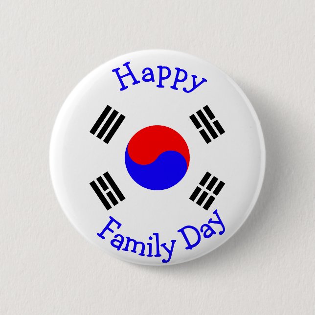 Happy Family Day - Koreanische Adoption Button (Vorderseite)