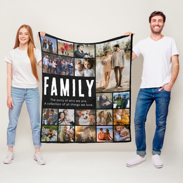 Happy Family Foto Collage Fleece Blanket (Beispiel)