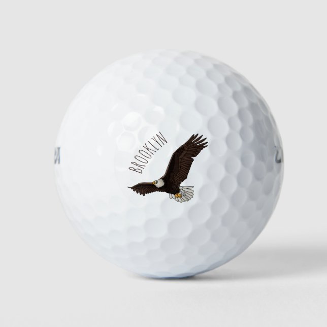 Happy-Fan Glatze Cartoon Illustration Golfball (Vorderseite)