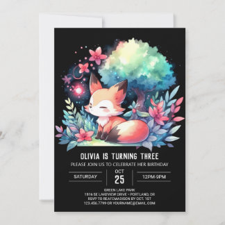 Happy Fantasy Fox Geburtstag digital Einladung