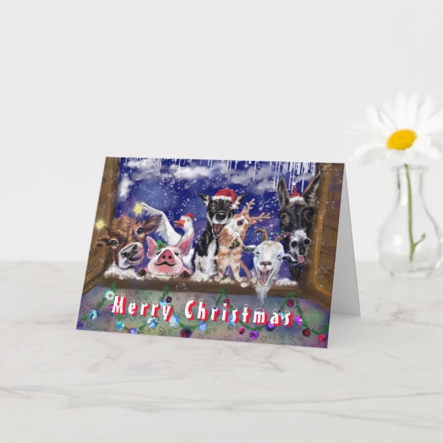 Happy Farm Animal Funny Christmas Card Karte (Kleine Pflanze)