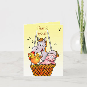 Happy Farm Animals singen Dankeschön Karte