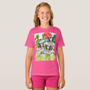 Happy Farmyard Puppies Amids Blume T-Shirt