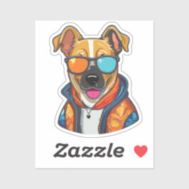 happy fashionable dog aufkleber