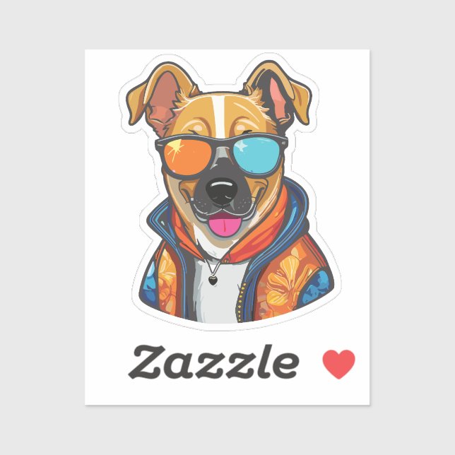 happy fashionable dog aufkleber (Blatt)