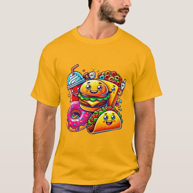 Happy Fast Food Characters Art for T-Shirt (Vorderseite)