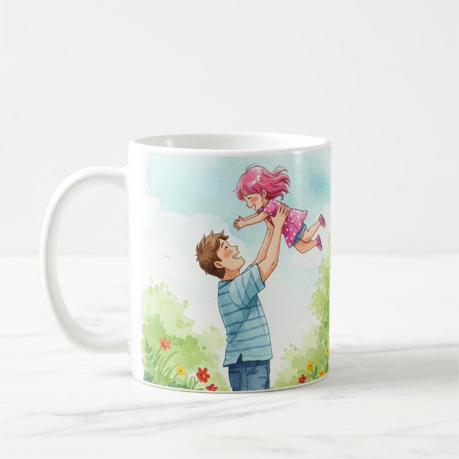 Happy Father & Daughter Flying Playtime Kaffeetasse (Links)