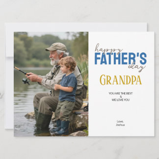 Happy Father’s Day Grandpa Blue Modern Photo Karte