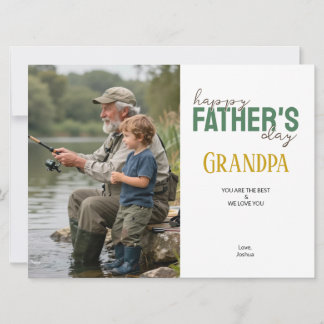 Happy Father’s Day Grandpa Green Modern Photo Karte