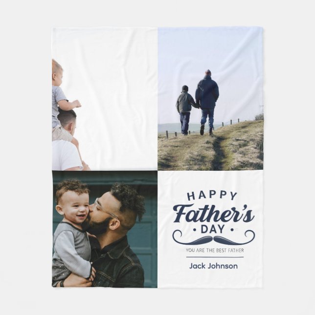 Happy Father’s Day Mustache Tribute Design Fleecedecke (Vorderseite)