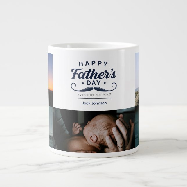 Happy Father’s Day Mustache Tribute Design Jumbo-Tasse (Vorderseite)