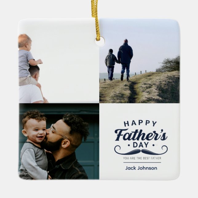 Happy Father’s Day Mustache Tribute Design Keramikornament (Vorderseite)