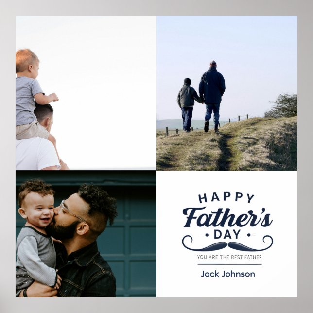 Happy Father’s Day Mustache Tribute Design Poster (Vorne)