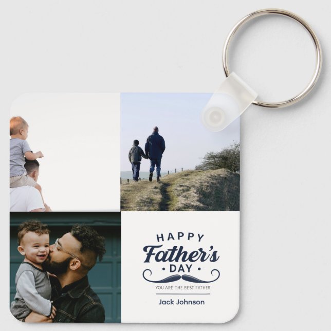 Happy Father’s Day Mustache Tribute Design Schlüsselanhänger (Rückseite)