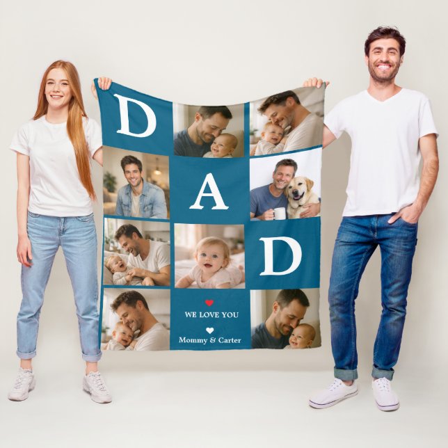 Happy Father’s Day Photo | Personalized Dad Ever Fleecedecke (Beispiel)