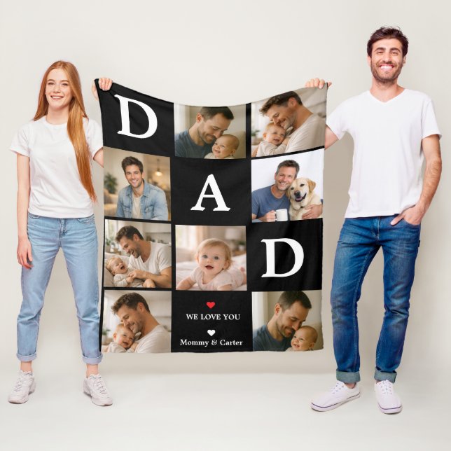 Happy Father’s Day Photo | Personalized Dad Ever Fleecedecke (Beispiel)