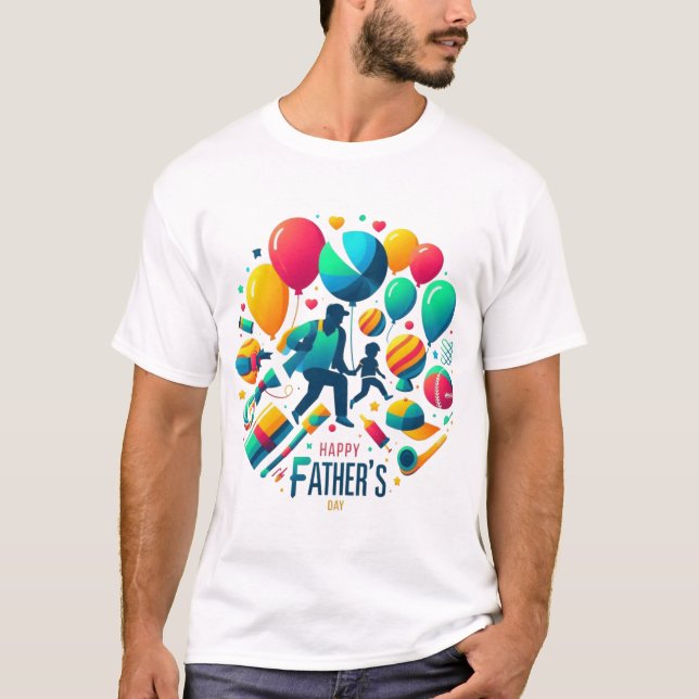 Happy Father's Day Balloon Celebration T-Shirt (Vorderseite)