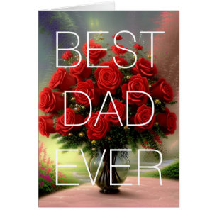 Happy Father's Day Card Red Roses Floral